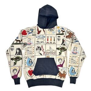 Samuel Zelig Gallery 002 Hoodie Size XS Oatmeal Embroidered